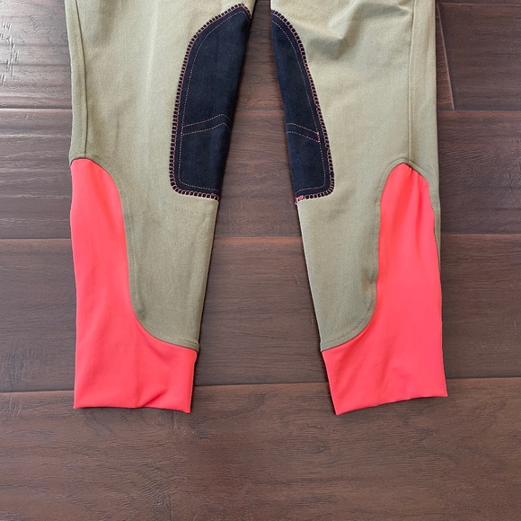 Dover Saddlery Women's Wellesley Breech Olive Coral Riding Pants Sz 36 NWOT - Picture 7 of 13